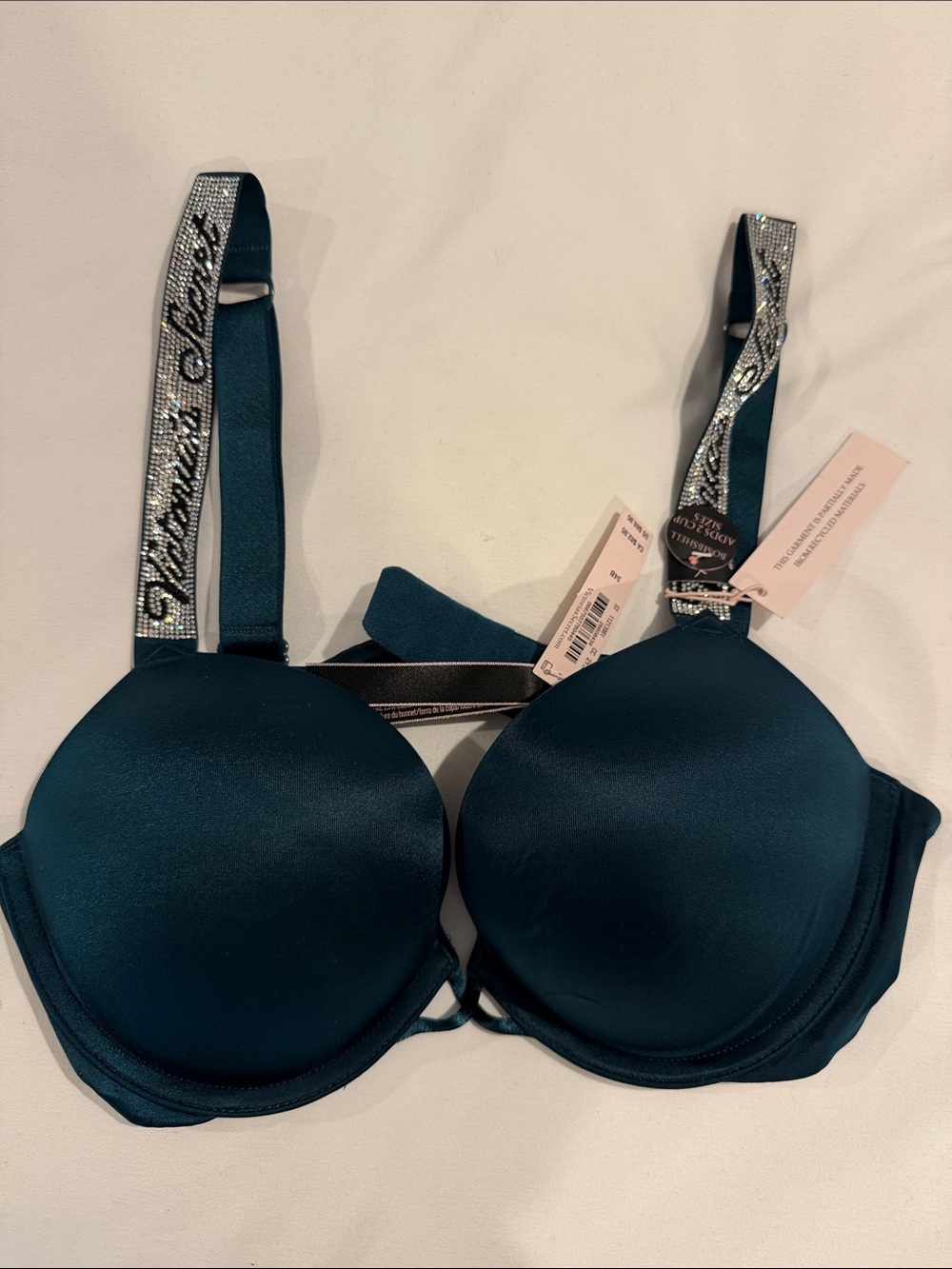 Victoria's Secret Teal Padded Bra with Logo Embellished Straps